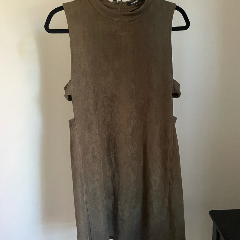 Olive green/ brown faux suede dress from Wishlist